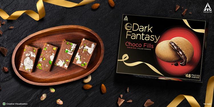 Classic Chocolate Barfi made with Sunfeast Dark Fantasy