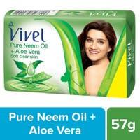 Vivel Neem oil and Aloe Vera Bathing bar, Soft protected skin with pure Neem oil, 57g