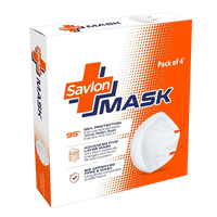 Savlon Mask, Pack of 4, BIS Certified FFP2 S Mask, Ear Loop Model With Head Band Converter Strip