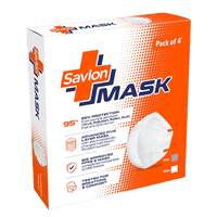 Savlon Mask - Pack of 4, BIS Certified FFP2 S Mask (comparable to N95), Ear-loop, White (with adjustable slider)