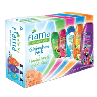 Fiama showergel celebration pack + free loofah, 625ml (125mlx5)
