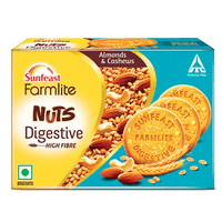 Sunfeast Farmlite Nuts Digestive Biscuit 250g, High fibre, Goodness of Almonds, Cashews and wheat fibre