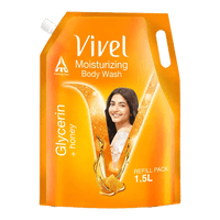 Vivel Body Wash, Glycerin & Honey, Moisturising Shower Gel, For Glowing skin Refill Pouch, 1500ml 
